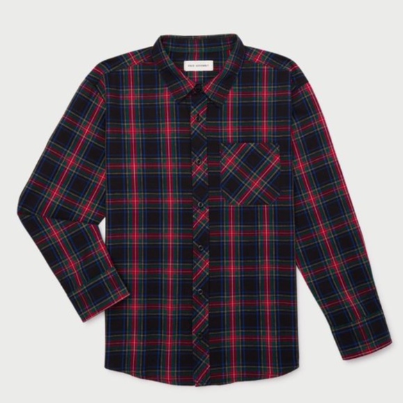 *NWT* FREE ASSEMBLY Button Down Long Sleeved Shirt Plaid  Collared YOUTH XXL 18 - Picture 1 of 11
